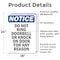 Signmission Do Not Ring Doorbell Or Knock OSHA Notice Sign, Vinyl Decal, 18in W x 24in L, 2PK OS-2PACK-NS-D-1824-V-11356 - alternate 4